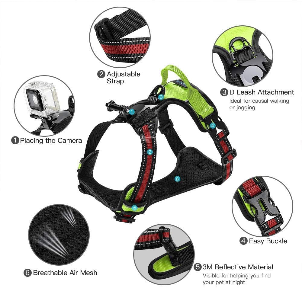 SmilePowo Dog Harness Mount Chest Back Strap Belt Pet Vest for GoPro Hero 10 9 8 7 6 5 4 3 Max Black Hero 2018 Session Fusion Silver White Insta360