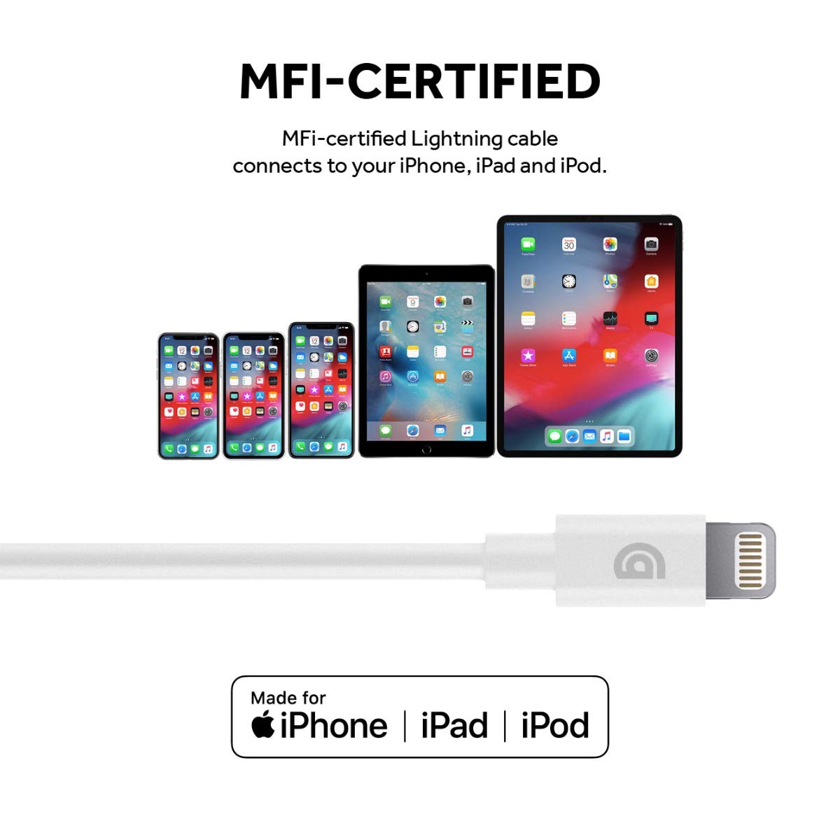 Griffin MFI Charge/Sync Cable Apple Lightning to USB-C 1.2M - White - GP-066-WHT