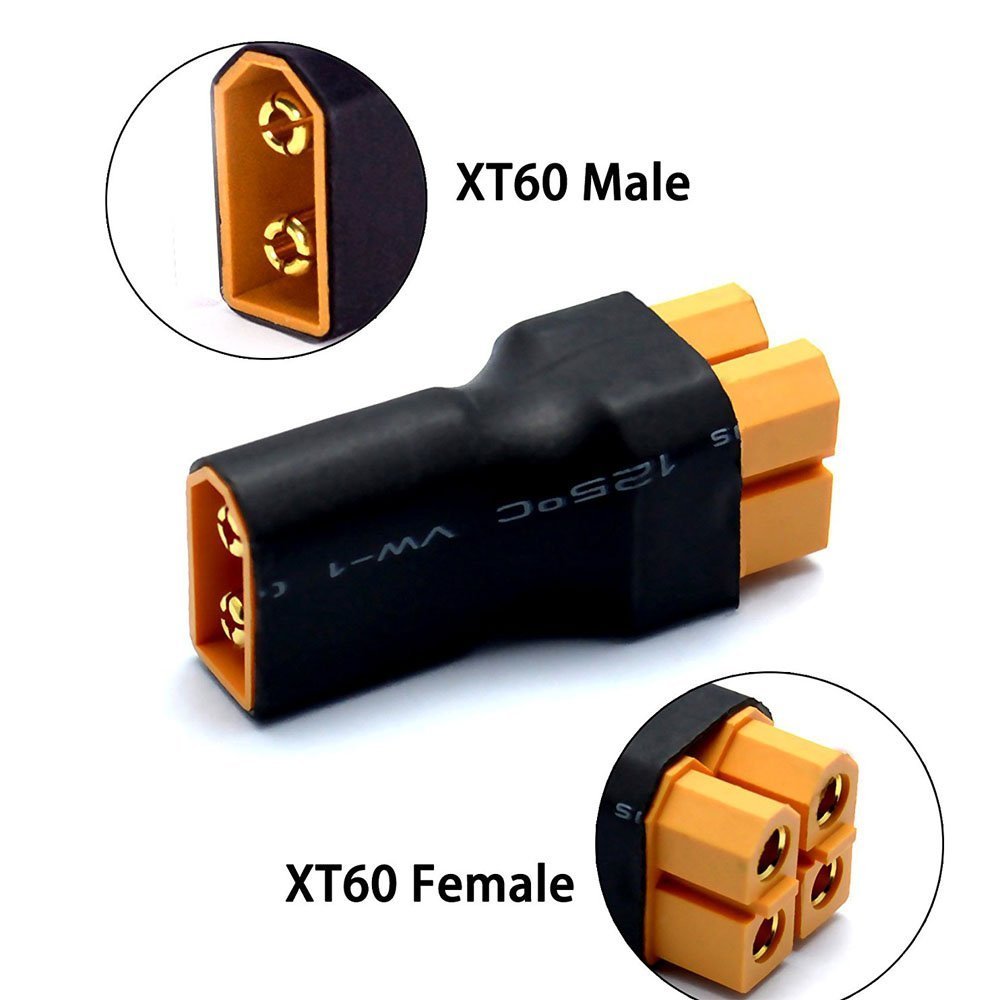 Yiqigou 2pcs XT60 Parallel Connector 1-Male XT60 Plug to 2-Female XT60 Plug Battery Pack Parallel Connector Adapter for RC Lipo Battery