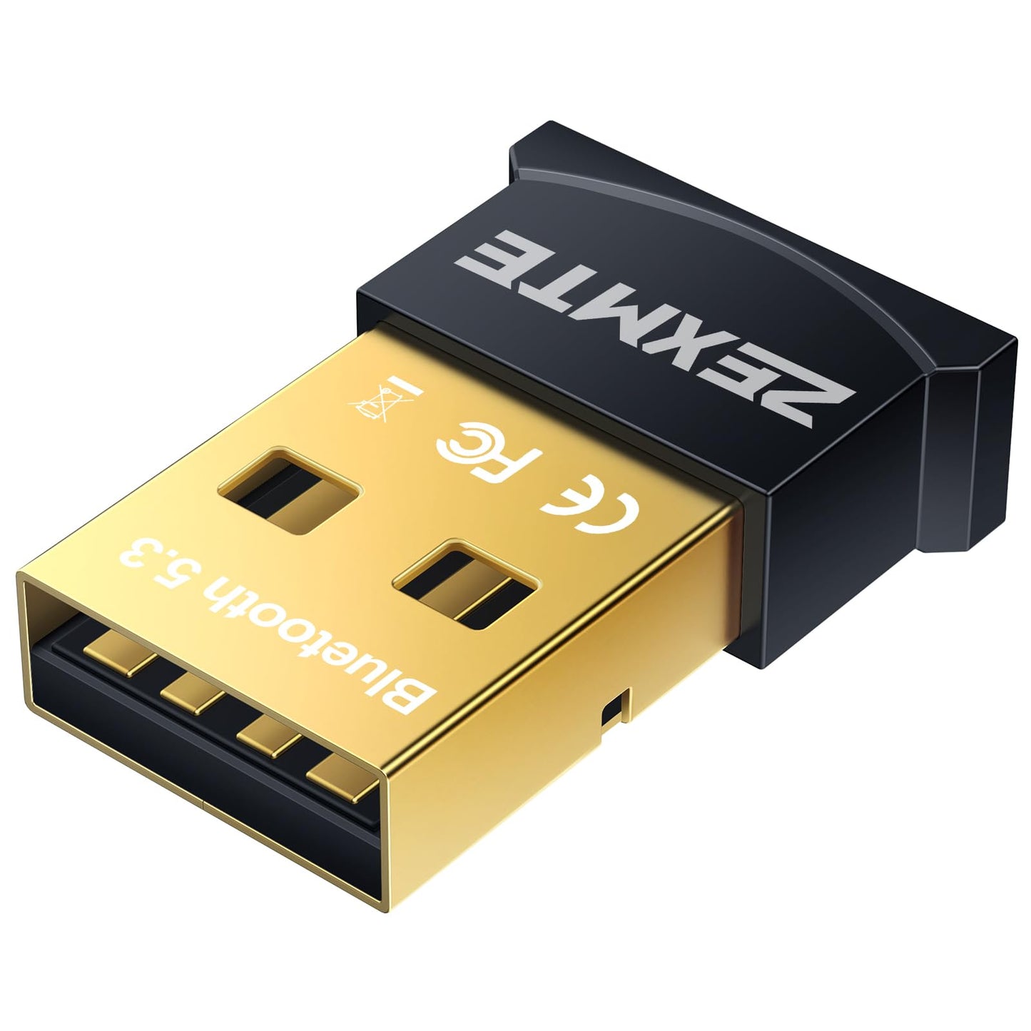 ZEXMTE USB Bluetooth Adapter for PC, 5.3 Bluetooth Dongle Receiver EDR & BLE, Plug and Play for Desktop Laptop Keyboard Mouse Headsets Speakers, USB