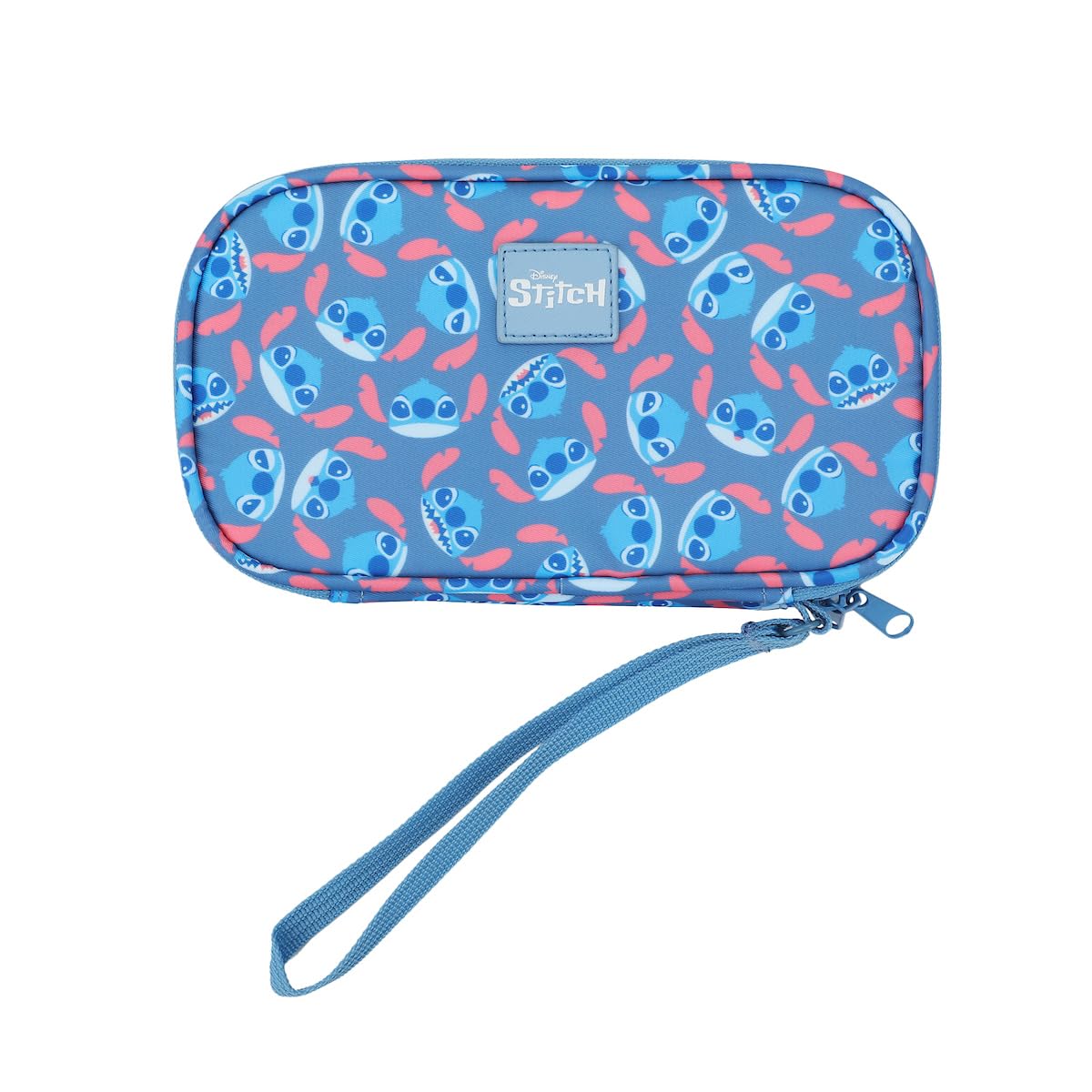 Bioworld Disney Stitch Repeat Character Heads 4" Blue Tech Cable Organizer Travel Case