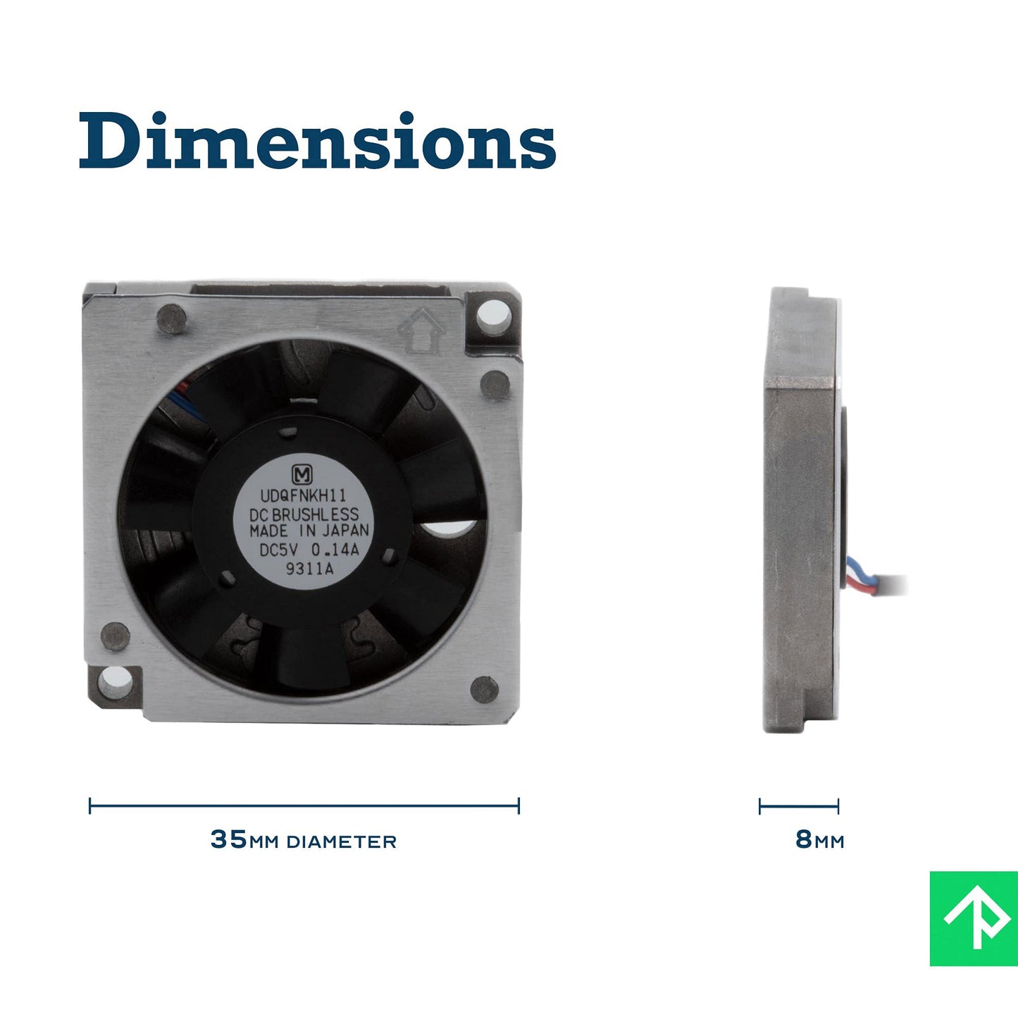 5V 0.14A 35mm x 7mm High Performance Square Cooling Fan (4)