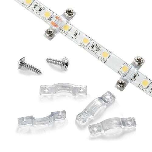 Threetwofour 100 Pack Strip Light Mounting Brackets,Tape Light Fixing Clips,led Strip Light clamp,Double Side Fixing,202 Screws Included,Use