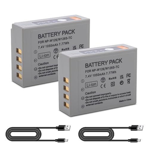 TZRONG 2 Pack NP-W126/W126S USB-C Charging Replacement Batteries, Camera Battery Fast Charging for Fujifilm XM5?X100V, X100VI, XS10, XT30 II, XE3