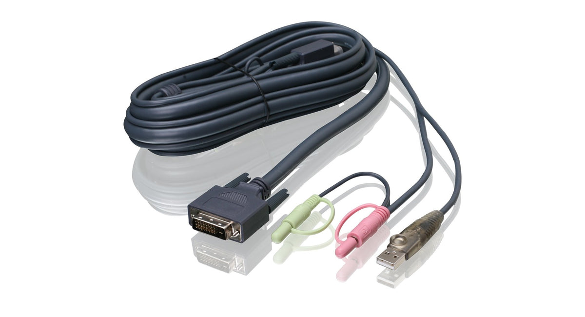 IOGEAR Dual-Link DVI KVM Cable with USB and Audio/Mic, TAA Compliant, 6 Feet, G2L7D02UDTAA