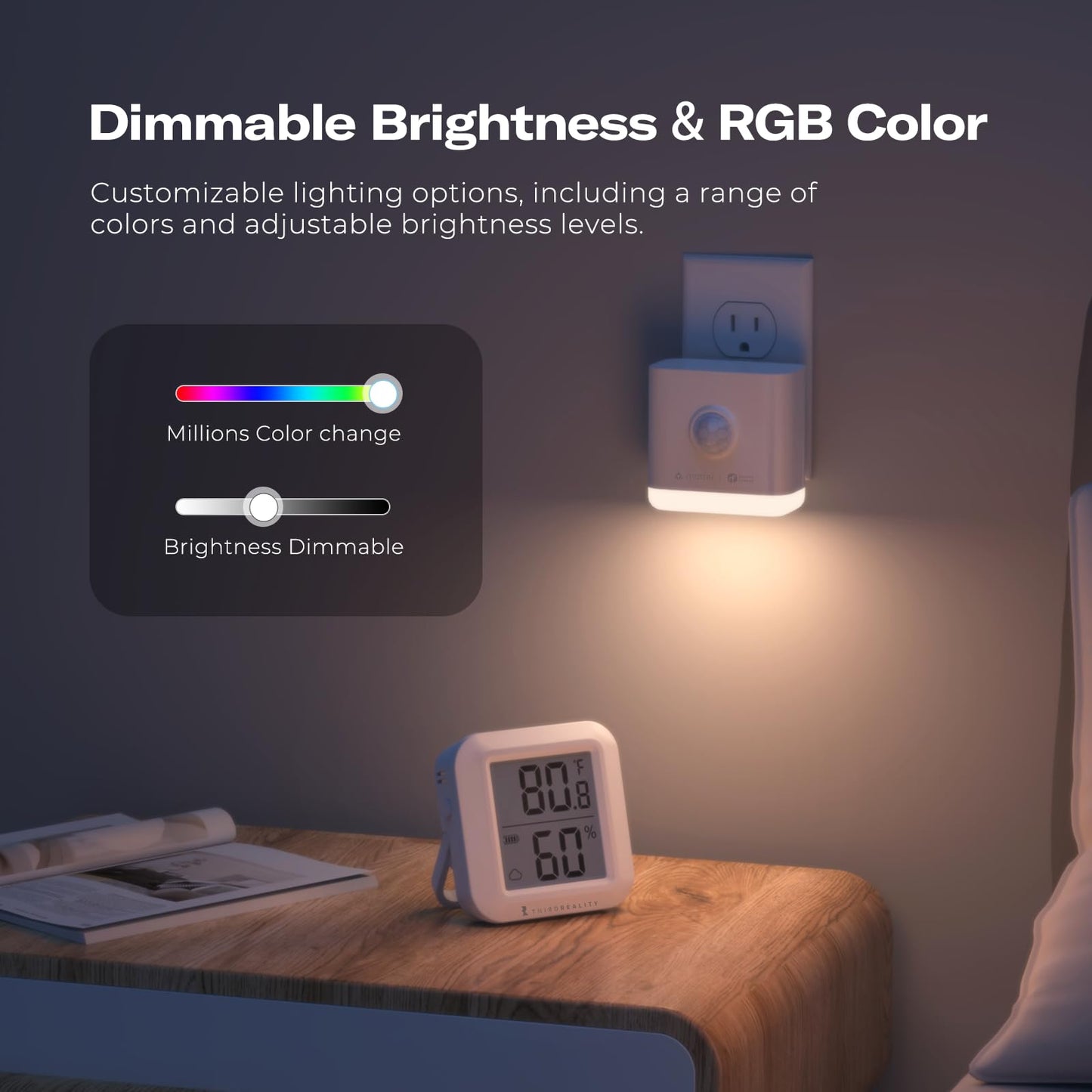THIRDREALITY Smart Night Light-T,Support Matter Over Thread,3-in-1 RGB Color Night Light with Motion & Illumination Sensor,Local Control,Work