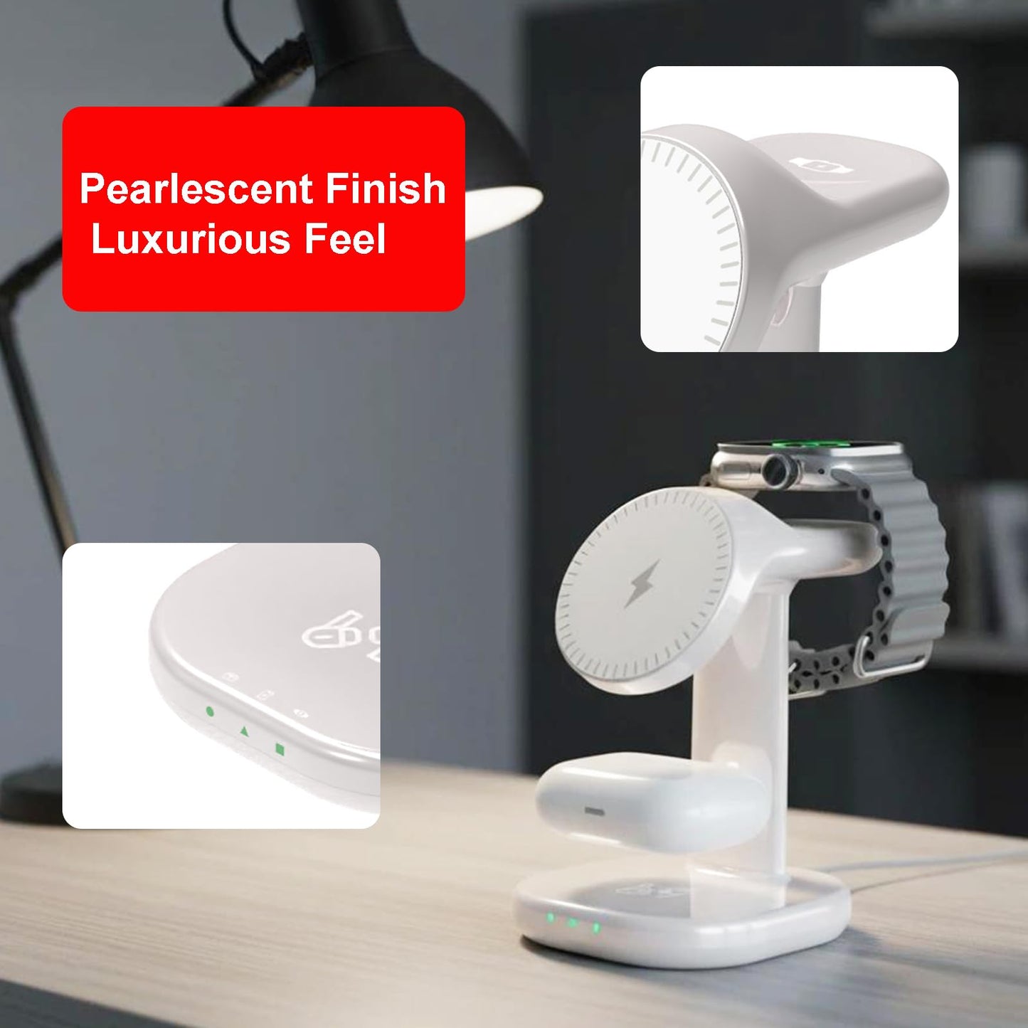 3 in 1 Wireless Charging Station for Magsafe Charger Stand,Magnetic Phone Charger for iPhone,for Apple Watch,for Airpods,for Magsafe Charging Station