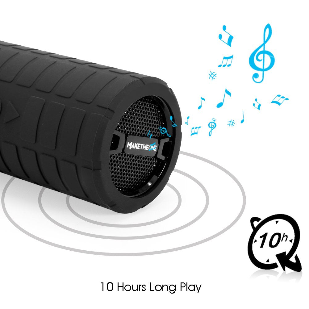 Maketheone Bluetooth Wireless Speaker, Portable Waterproof and Wearable Outdoor Speaker with 3.5mm Aux MicroSD Input HiFi Bass for Mountain Bike