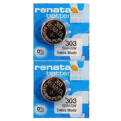 Renata 303 SR44SW Batteries - 1.55V Silver Oxide 303 Watch Battery (2 Count)