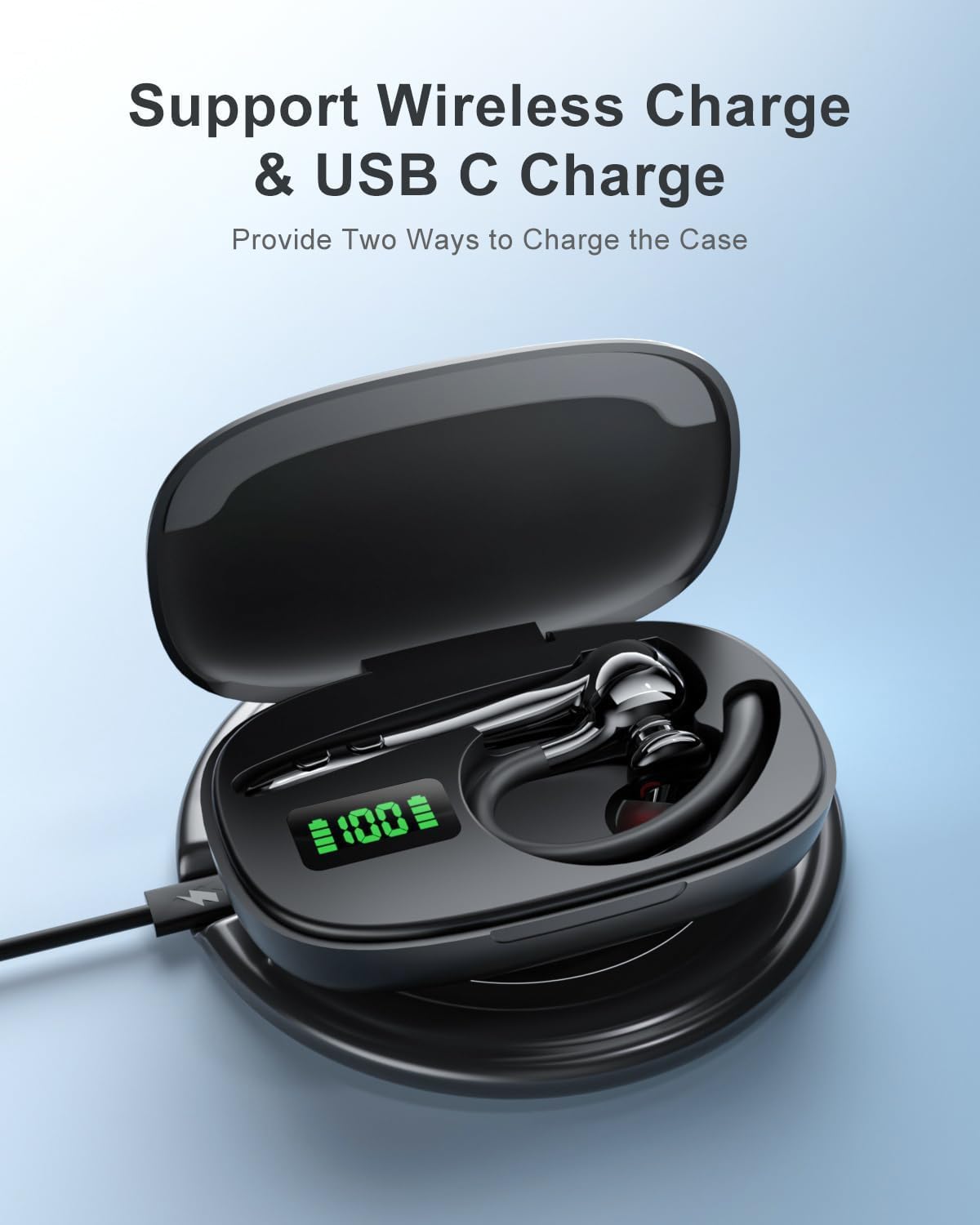 Earbuds Wireless Earpiece Bluetooth Headset with Noise Canceling Mic 160H Standby Time Hands Free Earphones Single Ear Headphone for iphone Android