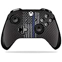 MightySkins Carbon Fiber Skin for Microsoft Xbox One X Controller - Thin Blue Line | Protective, Durable Textured Carbon Fiber Finish | Easy to Apply