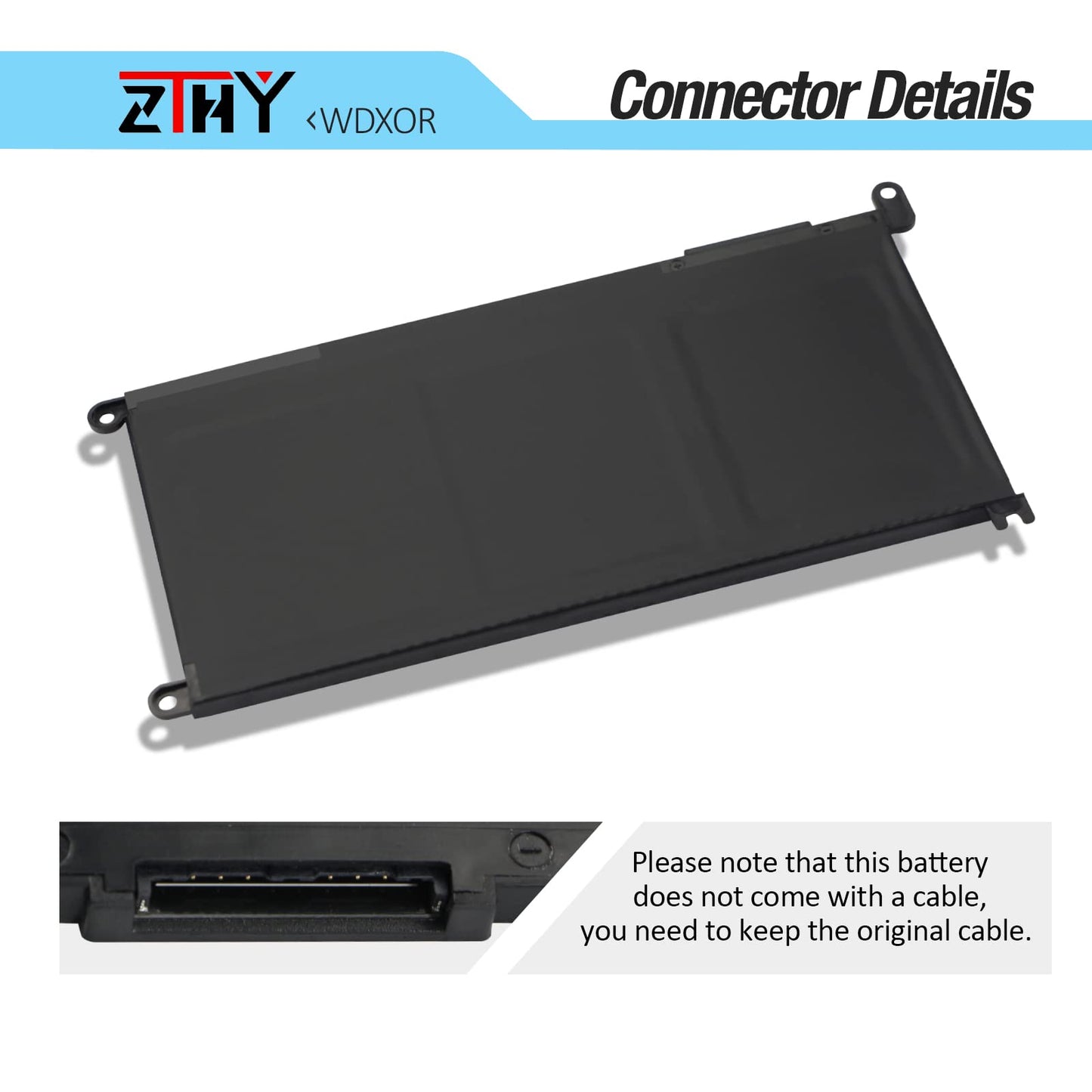 WDX0R 3CRH3 Battery Replacement for Dell Latitude 3480 3580 3189 3379 Inspiron 15 7579 7573 7560 7569 7570 5565 5567 5570 5578 5579 7586 7368 7378