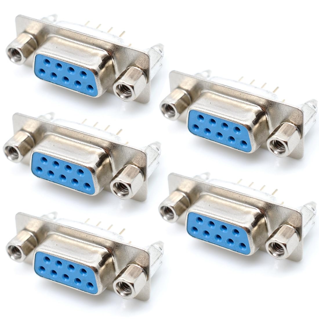 GANASOME 5 Pcs DP9 Female D-Sub PCB Connectors with 9 Pins, 180-Degree Lock Screw