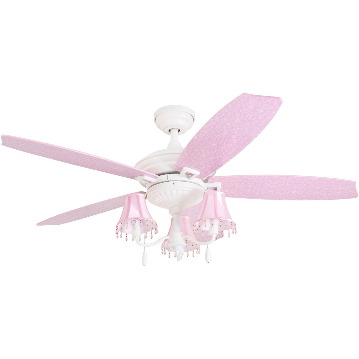 Prominence Home Elsa, 48 Inch Princess Style Indoor LED Ceiling Fan with Light, Pull Chain, Three Mounting Options, 5 Dual Finish Blades, Reversible