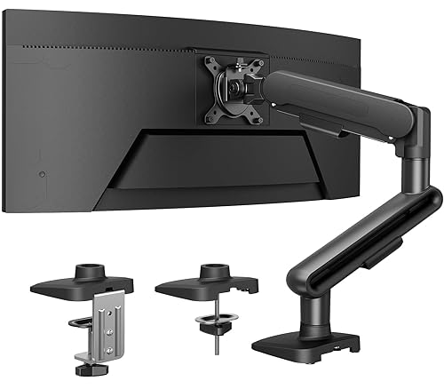 HUANUO Ultrawide Monitor Arm for 13 - 40" Screens, Single Monitor Mount Holds up to 26.4lbs, Adjustable Monitor Stand with C-Clamp & Grommet Base