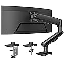 HUANUO Ultrawide Monitor Arm for 13 - 40" Screens, Single Monitor Mount Holds up to 26.4lbs, Adjustable Monitor Stand with C-Clamp & Grommet Base