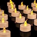 JUNPEI 50Pack Battery Tea Lights Candles- LED Tea Lights Realistic Bright Flickering Holiday Gift Operated Flameless LED Tea Light for Seasonal