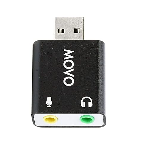 Movo USB-AC 3.5mm TRS Microphone to USB 2.0 Stereo Audio External Sound Card Adapter for PC and Mac. USB Sound Card Adapter for Computer or Laptop