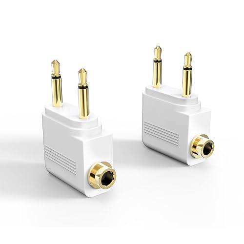 MEE Audio Airplane Headphone Adapter for in-Flight Entertainment Systems - Dual 3.5mm Male to 3.5mm Female - Works with Headphones, Headsets