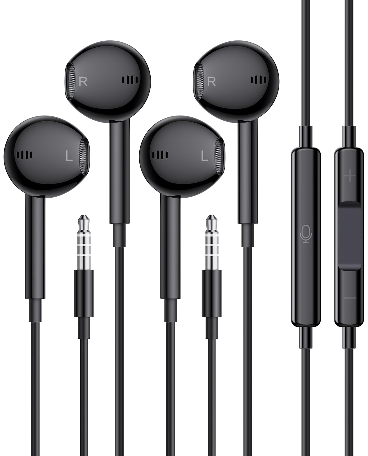 Wired Earbuds, 2 Pack 3.5mm Headphones with Microphone Clear Call HiFi Stereo Volume Control Earphones for iPhone iPad Samsung Kindle Switch MP3/4