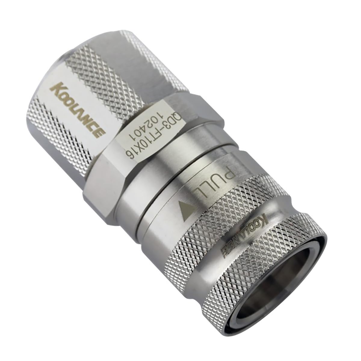 Koolance QD3 Female Quick Disconnect No-Spill Coupling, Compression for 10mm x 16mm (3/8in x 5/8in), Silver