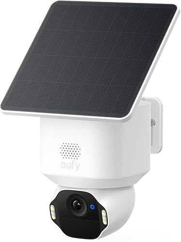 eufy SoloCam E42, 4K Security Camera Wireless Outdoor, Solar Powered, AI Motion Tracking, Strobe Light, Pan & Tilt, Facial Recognition, Up to 16 TB