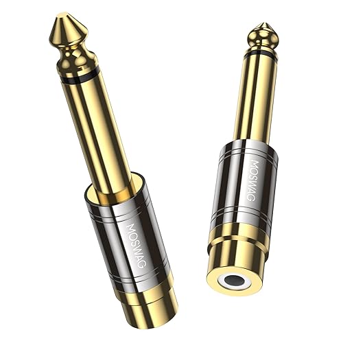 MOSWAG RCA to 1/4 Adapter,6.35mm 1/4 Inch Mono TS Male to Female RCA Audio Conversion Plug,Suitable for Home Theater Systems and Audio Equipment, Gold