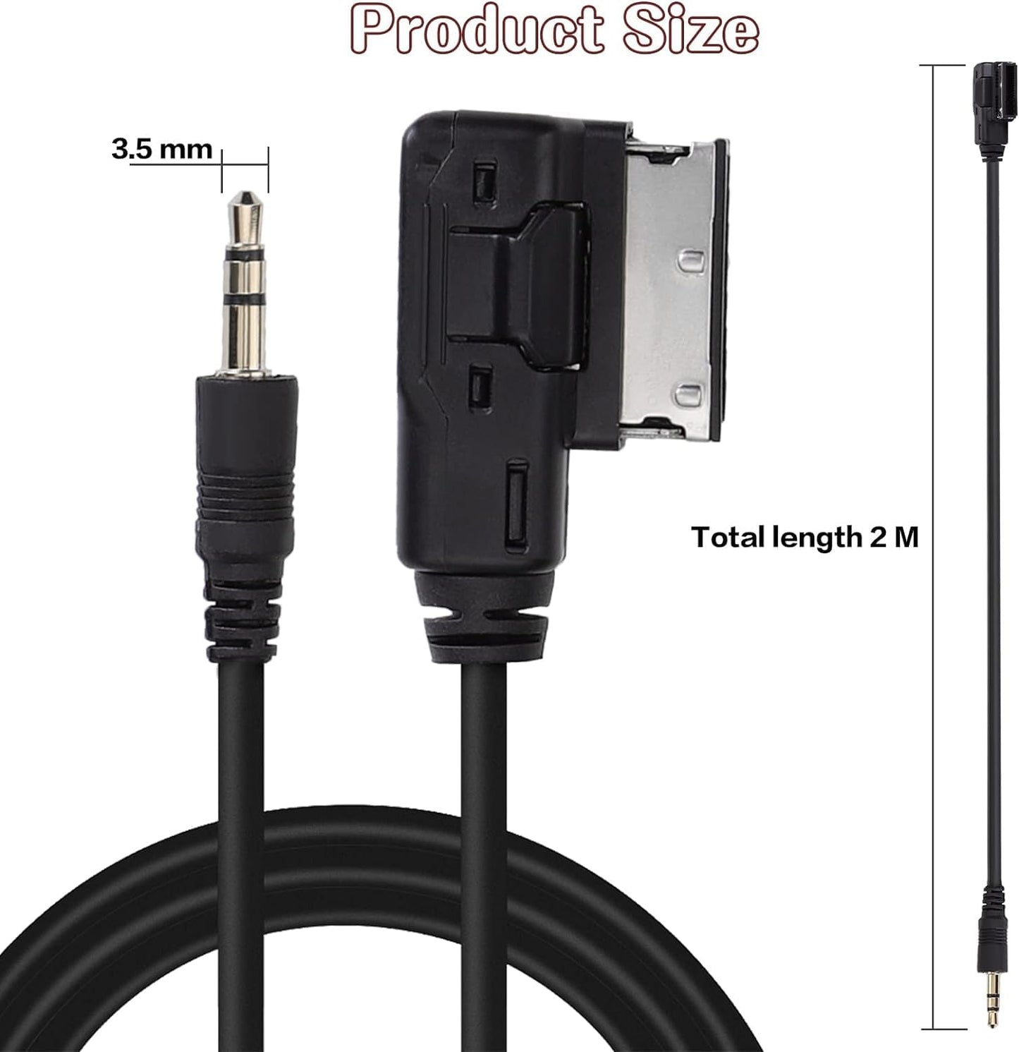 OCR 6.6ft AMI MDI MMI AUX Cable Audio Music Interface Adaptor 3.5mm Jack Aux-in MP3 Cable for Audi Audi A3/A4/A5/A6/A8/Q5/Q7/R8/TT, VW Jetta Passat