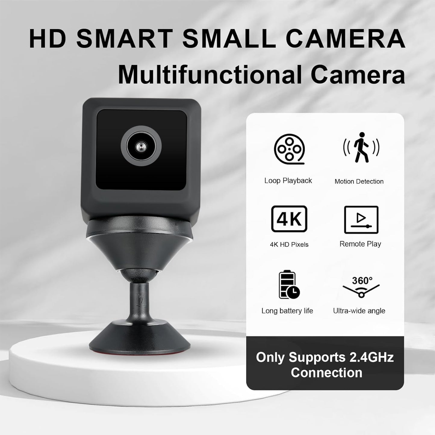MORNGC 1080P HD Mini Wireless Camera with Long Battery Life, AI Human Eye Detection, Auto Night Vision, WiFi, Baby Monitoring, SD Card Loop Recording