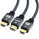 Yauhody 8K HDMI Cable 6.6ft (3 Pack), 48Gbps High Speed HDMI 2.1 Cable Durable Nylon Braided HDMI Cord 3 Pack, Supports 8K 60Hz 4K 120Hz 144Hz 3D