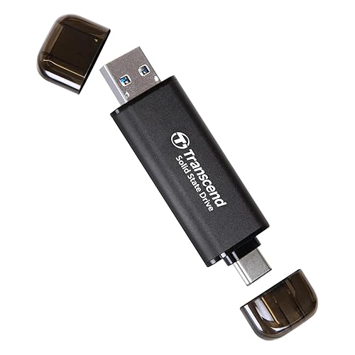 Transcend ESD310 256GB External SSD, Up to 1,050MB/s, Dual USB Flash Drive for iPhone/iPad/Mac/Windows, Android/Tablet/PC, USB 3.2 Gen 2 Thumb Drive