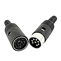 uxcell a14071000ux0762 Black DIN 8-Pin Male + Female Socket Cable Connector Pair