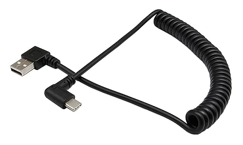 90 Degree Right Angle USB 2.0 to USB C Spring Cable - zdyCGTime Type C USB Male to USB A Male Data Cable for Tablets Cellphone(1.2M)