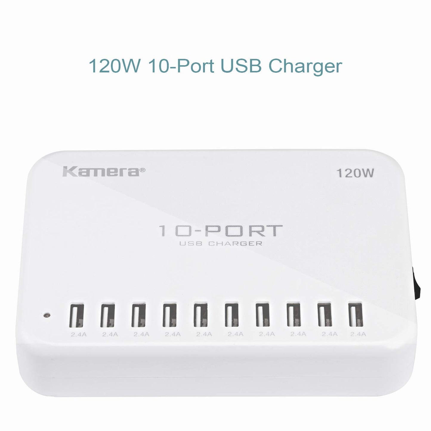 USB Charging Station 120W 24A 10-Port International Charger Hub for Multiple Devices iPhone XR XS 8/7/6s/6 Plus/5S, iPad Pro/Air2/ Mini, Galaxy