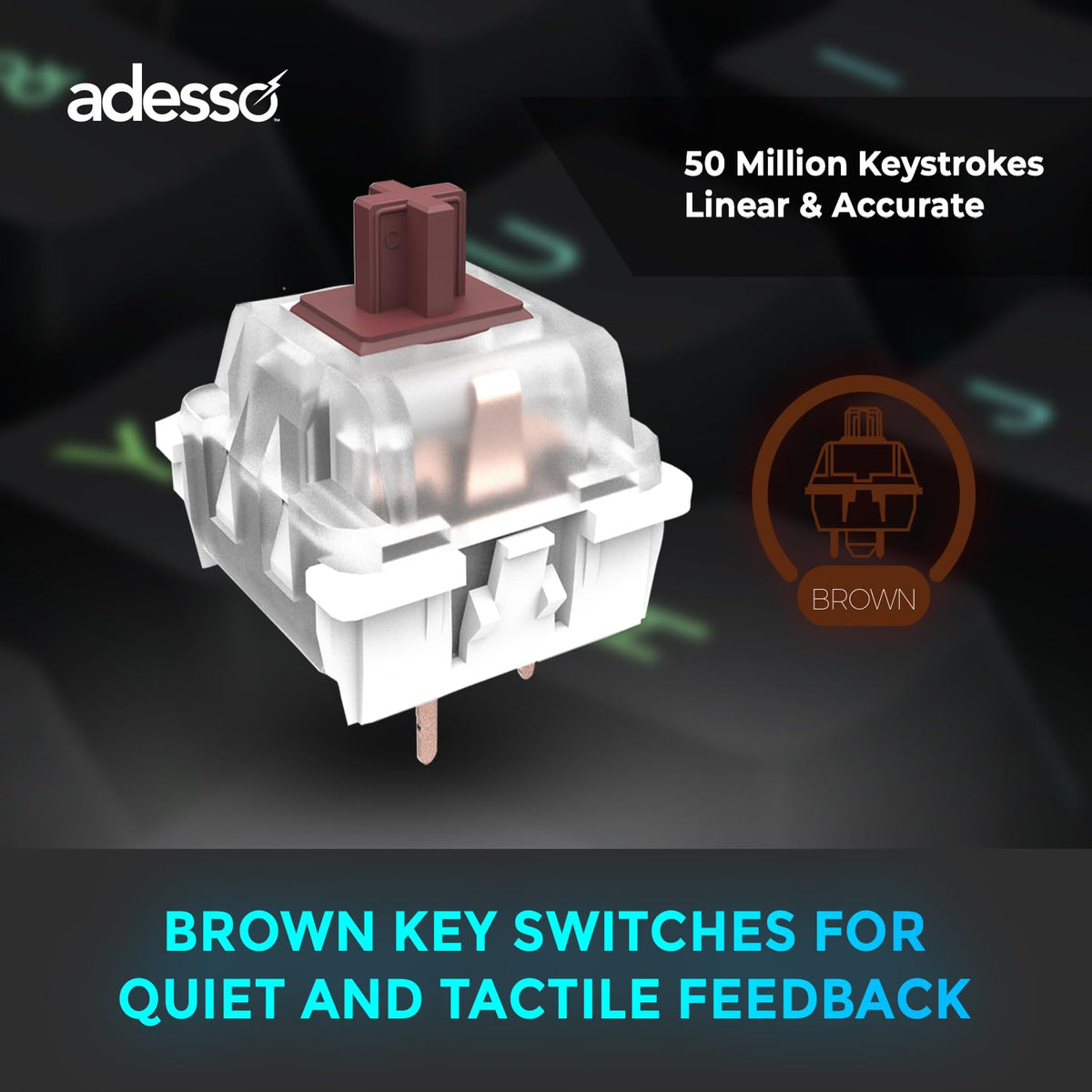 Adesso EasyTouch 130 Mechanical Keyboard, Full-Sized USB Wired