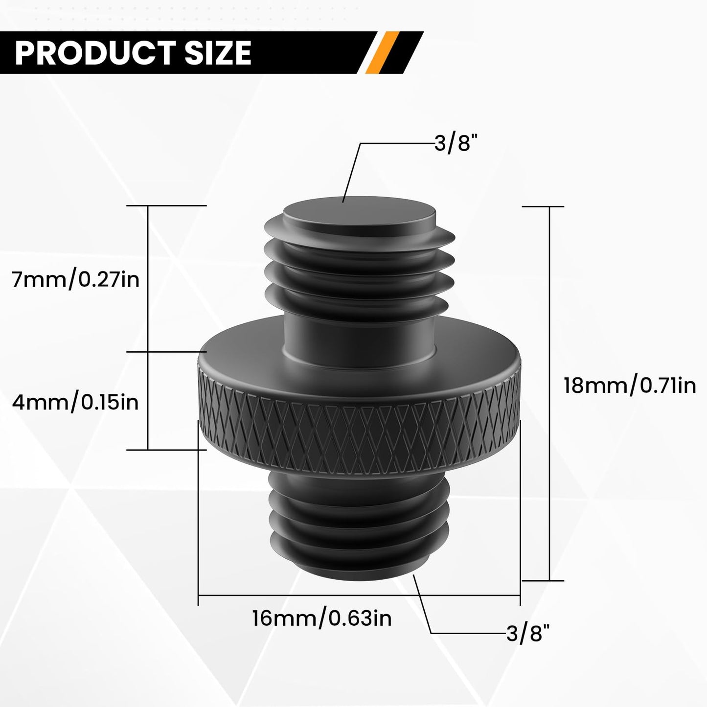 DALQUIS 3/8" Male to 3/8" Male Threaded Tripod Screw Adapter, 2 Pcs Standard Mounting Thread Converter, Double Head Stud for Camera Mount (Black)