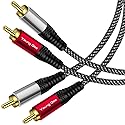 Yeung Qee RCA Cable 50 ft, 2RCA Male to 2RCA Male Audio Stereo Subwoofer Cable Nylon-Braided Auxiliary Audio Cord for Home Theater, HDTV, Amplifiers