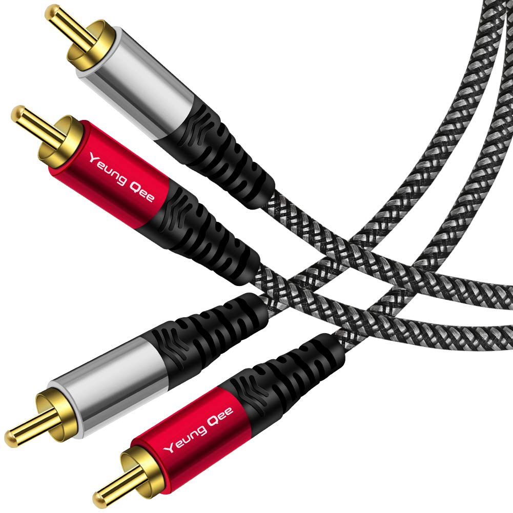 Yeung Qee RCA Cable 50 ft, 2RCA Male to 2RCA Male Audio Stereo Subwoofer Cable Nylon-Braided Auxiliary Audio Cord for Home Theater, HDTV, Amplifiers