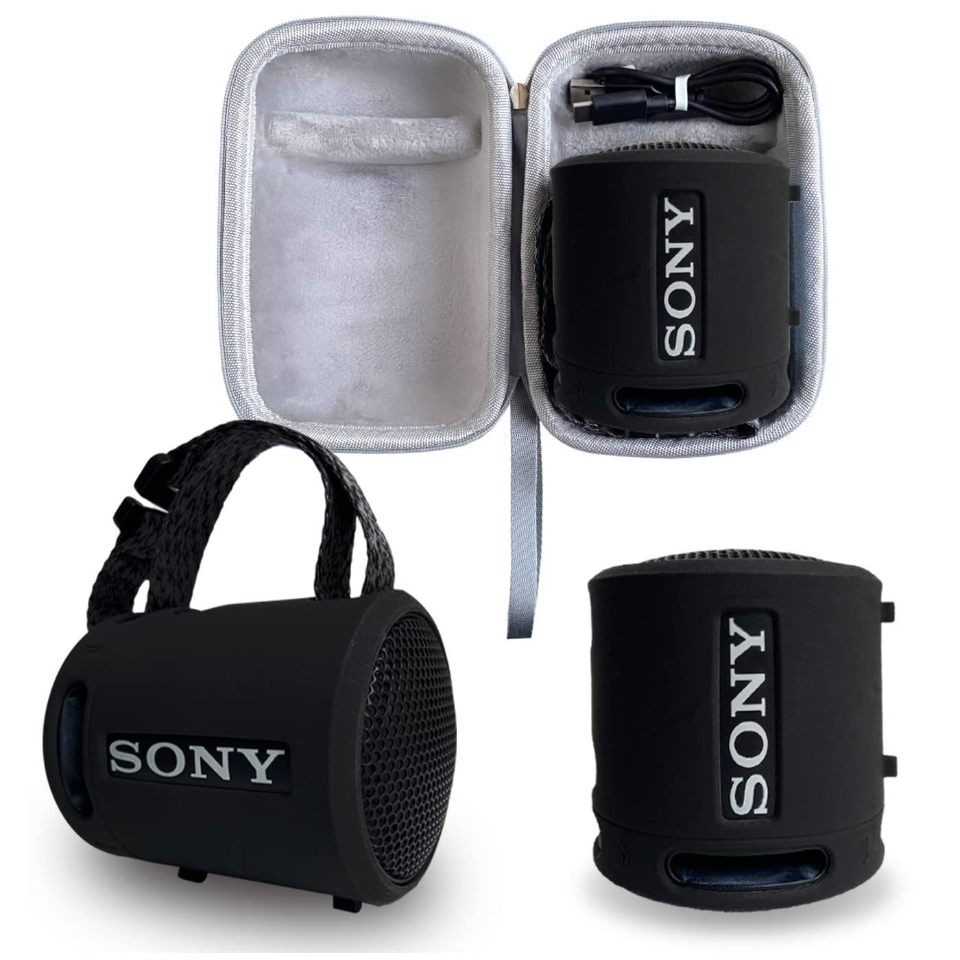 RAWECUD Silicone Cover and Hard Case for Sony SRS-XB13/XB100 Extra BASS Wireless Portable Compact Speaker, Carrying Cover Case for Sony SRS XB13