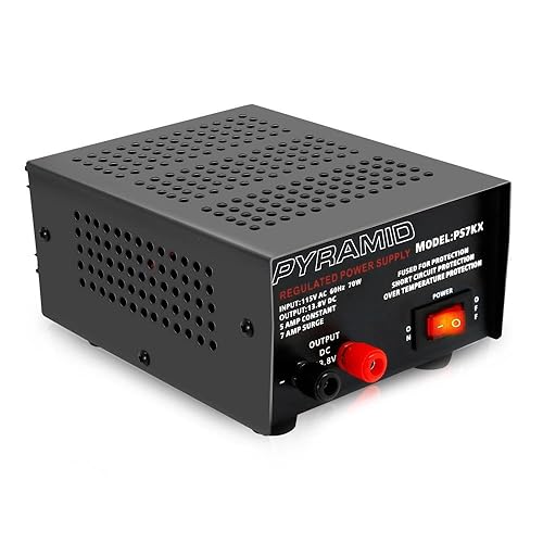 Pyramid Universal Compact Bench Power Supply - 5 Amp Linear Regulated Home Lab Benchtop AC-to-DC 12V Converter w/ 13.8 Volt DC 115V AC 70 Watt Power…