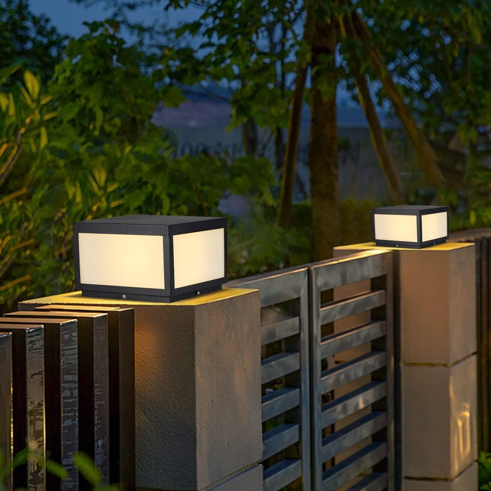 AILICIN Outdoor Modern Stainless Steel Post Light, LED Fence Deck Cap Light Lantern Column Lamp for Flat Surface Patio Garden Decoration with IP54