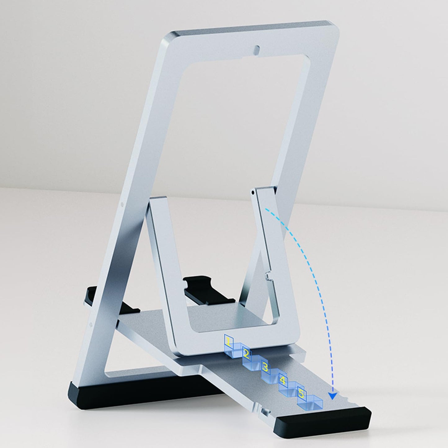 Cell Phone Stand Foldable Aluminum Adjustable Phone Holder for Desk Portable Travel Holder Office Desk Accessories Compatible with iPhone 16 15 14 13