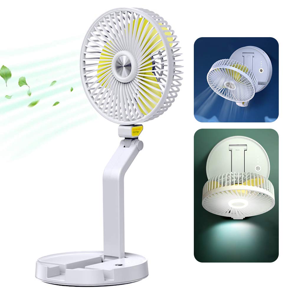 Qudodo Table Fan USB Desk Fan,Portable Adjustable Folding Fan with 3 Speed Wind Level,Super Quiet Personal Fan 5200mAh Rechargeable Battery for Office