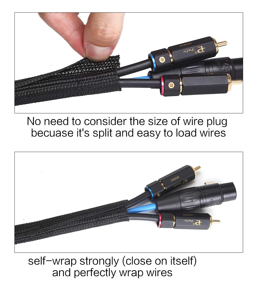 Alex Tech 10ft - 1/2 inch Cord Protector Wire Loom Tubing Cable Sleeve Split Sleeving For USB Cable Power Cord Audio Video Cable - Protect Cat From
