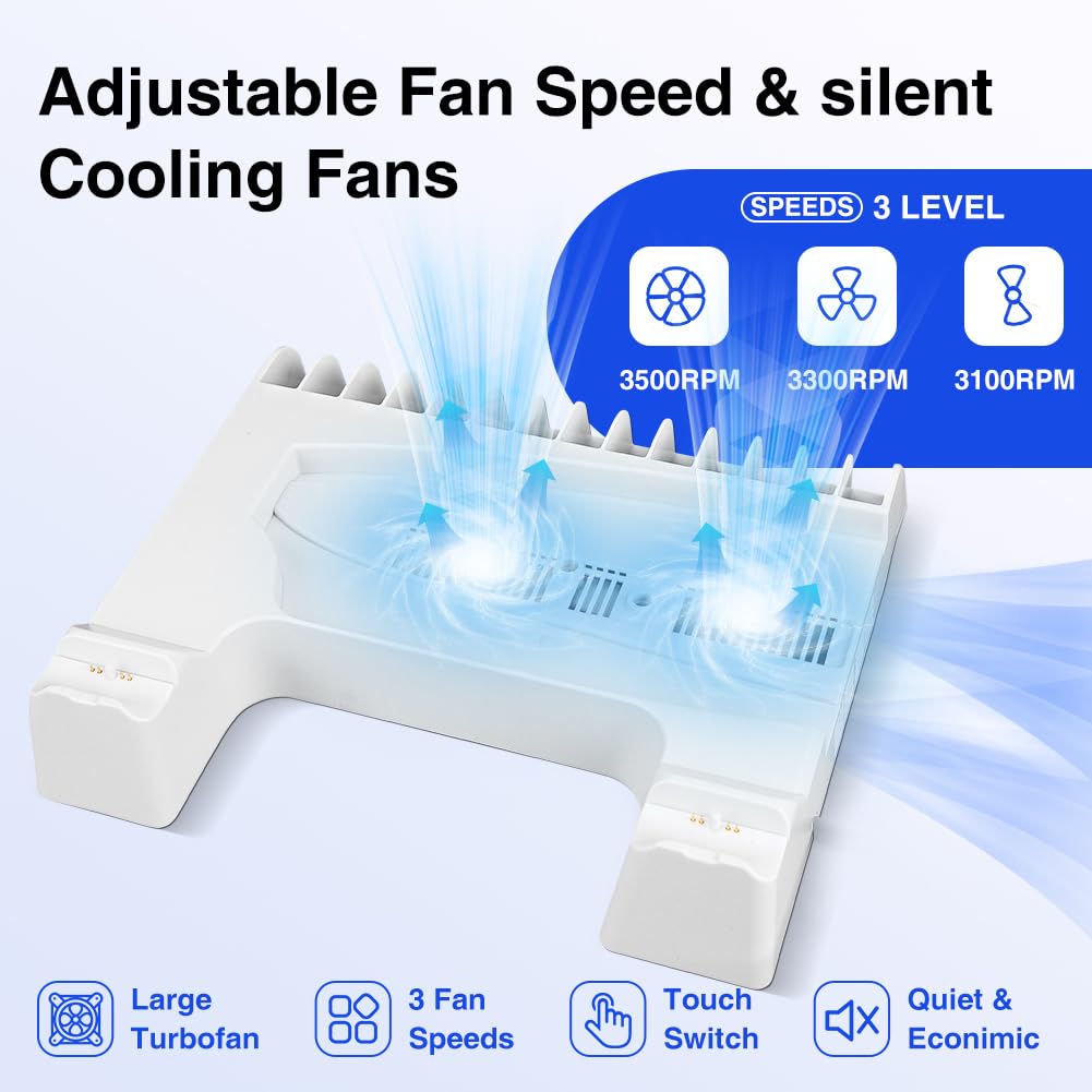 TECTINTER for PS5/Pro/Slim Stand and Cooling Station,3-Level PS5 Cooling Station,Charger for PlayStation 5&Edge Controller,Design for PlayStation