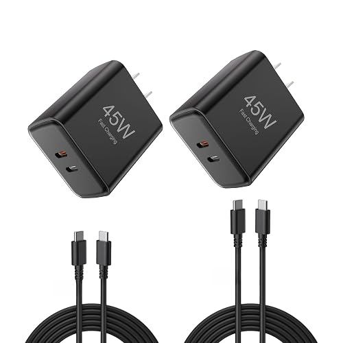 45W USB-C Charger Wall Charging Block?Dual-Port Fast Charging Cube with 6FT Type C Charging Cable for Samsung Galaxy S25 24 23/w25 26 24/A55 54 53/Z