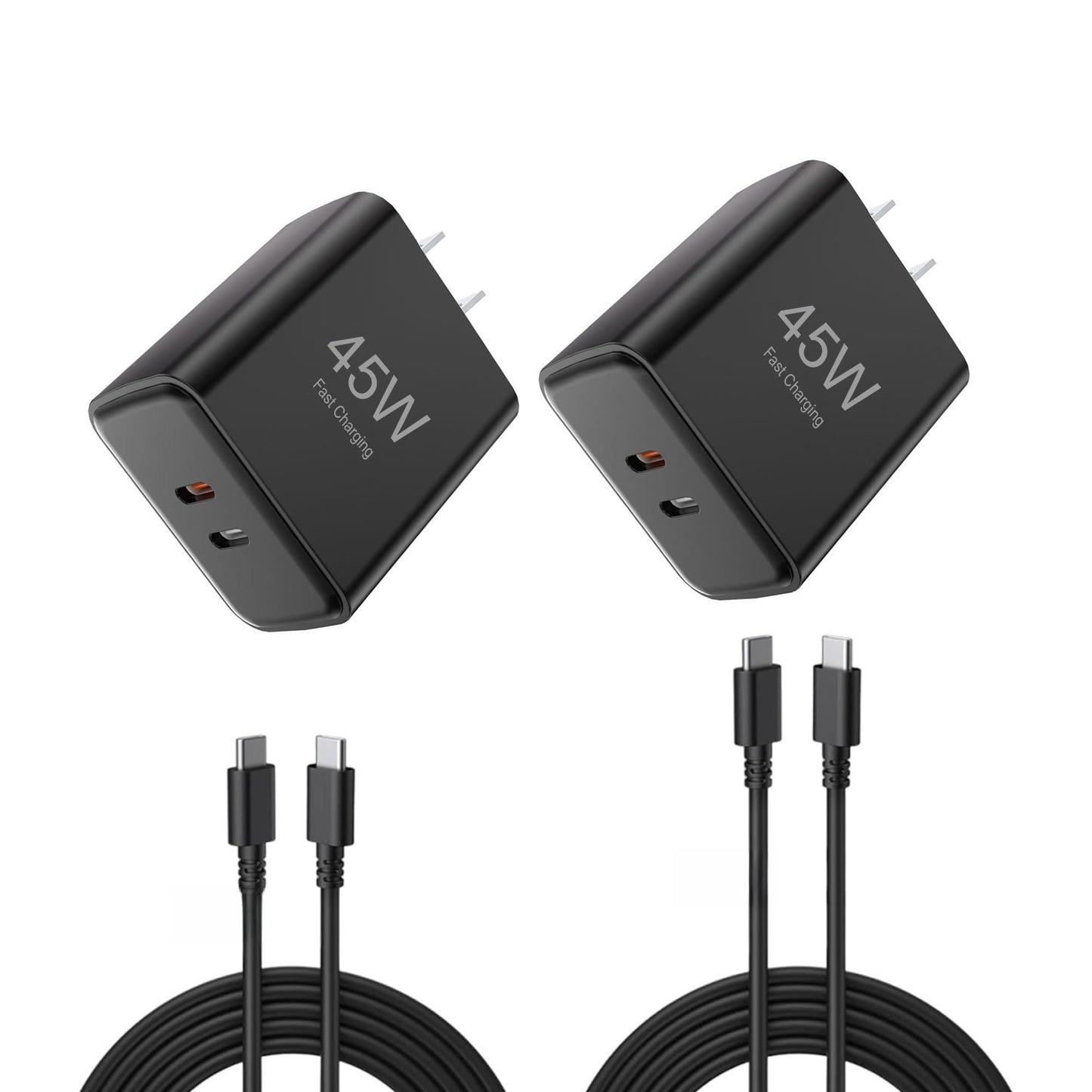 45W USB-C Charger Wall Charging Block?Dual-Port Fast Charging Cube with 6FT Type C Charging Cable for Samsung Galaxy S25 24 23/w25 26 24/A55 54 53/Z