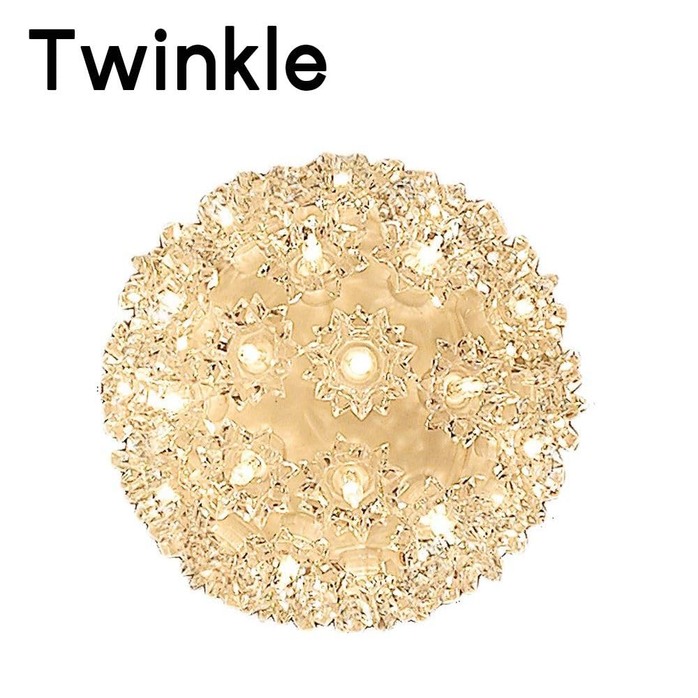 Novelty Lights 6in 50 Light Twinkling Starlight Sphere, Clear, Ornament Ball Light, 5ft Hanging Cord with S Hook, 12ft Power Cord with Stackable Plug