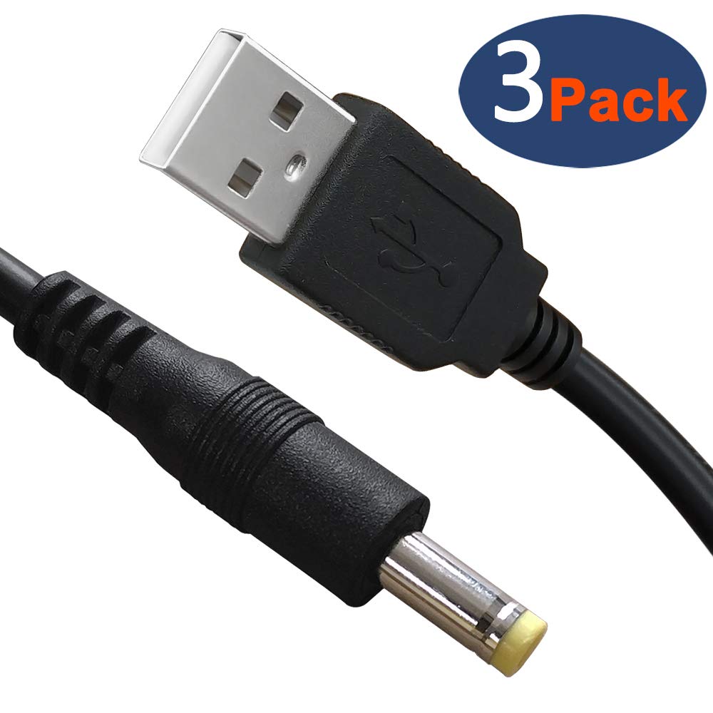SIOCEN 3 Packs 4FT USB 2.0 A Male to DC 4.0mm x 1.7mm 5 Volt DC Barrel Jack Power Cable,DC 5V Power Plug Connector Charger Cord for Sony PSP 3000 2000
