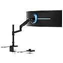 Mount-It! Proflex Series Height-Adjustable Ultrawide Monitor Arm with Pole, Fits 17-49” Screens, Gas Spring, 44 lbs Capacity, USB-C & USB 3.0 Ports